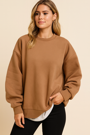 Oversized sweatshirt camel front view