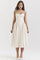 Lichtgrijze jurk met corsetdetail en wijde rok, front view
