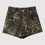 Leopard-print shorts angled view