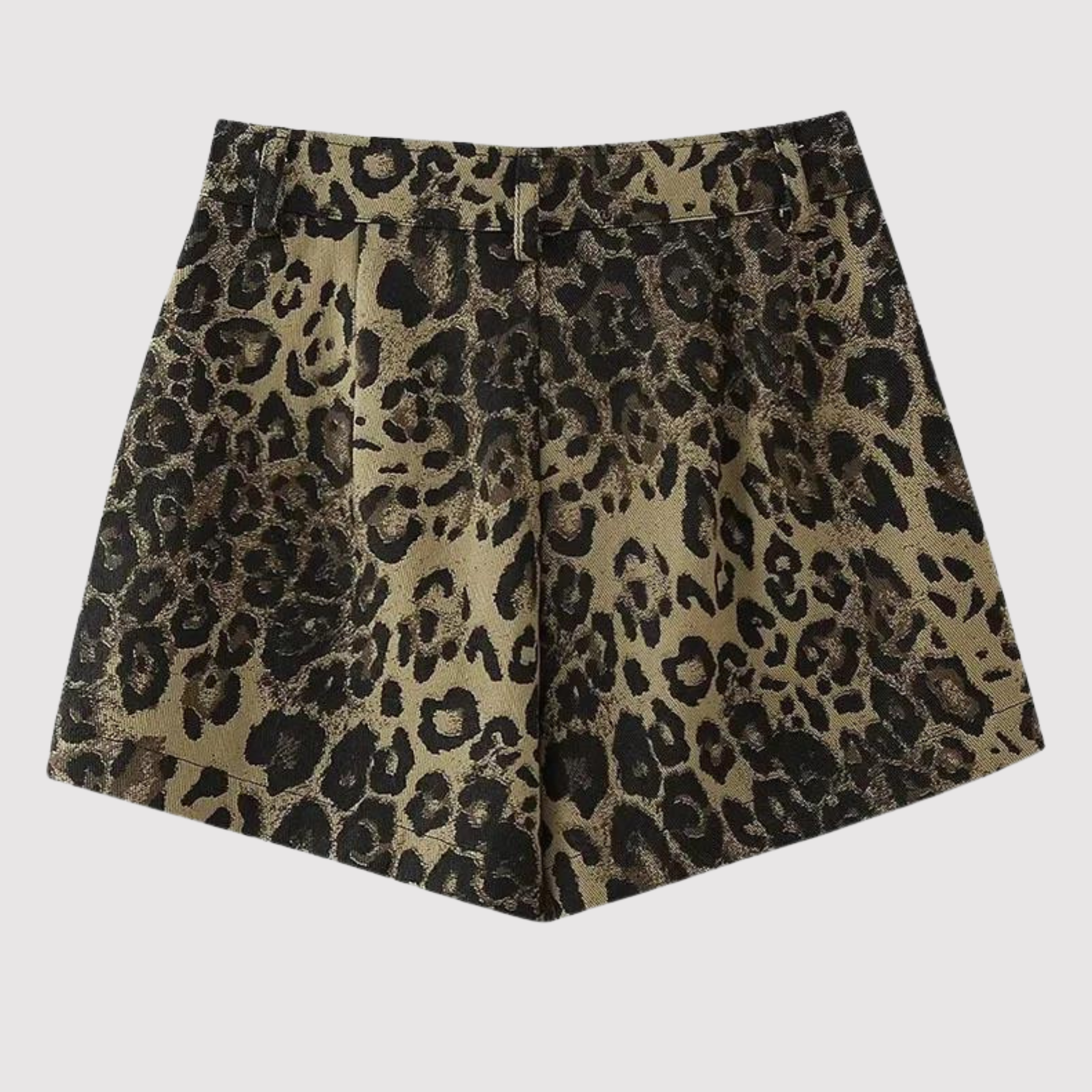 Leopard-print shorts side view