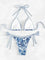 Bikini met blauw-wit bloemenprint en strikdetail vooraanzicht