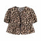 Blouse leopard print puff sleeves front view