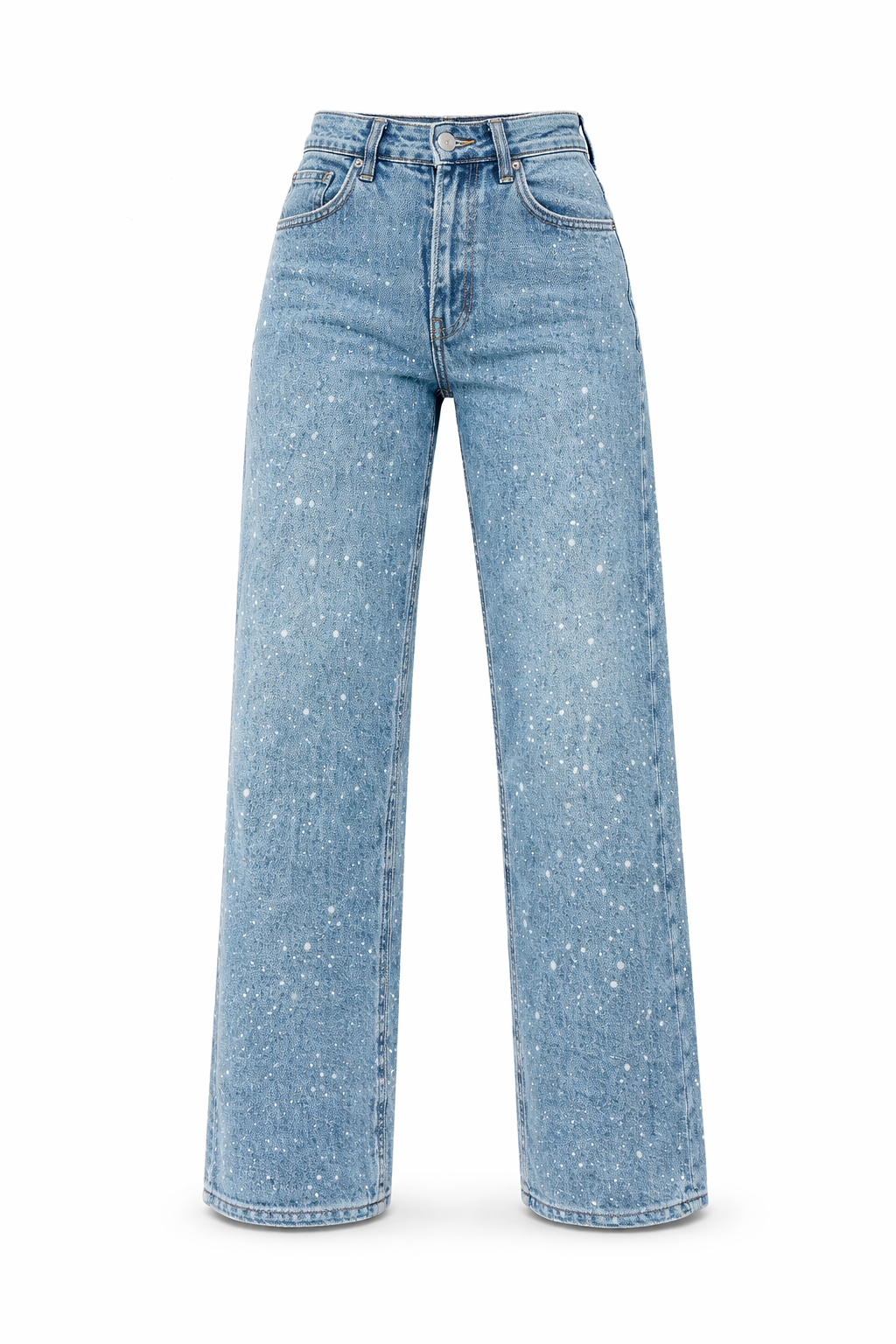Ella Spijkerbroek met glitterdetails wijde pijpen en hoge taille voor dames