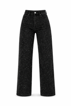 Ella Spijkerbroek met glitterdetails wijde pijpen en hoge taille voor dames