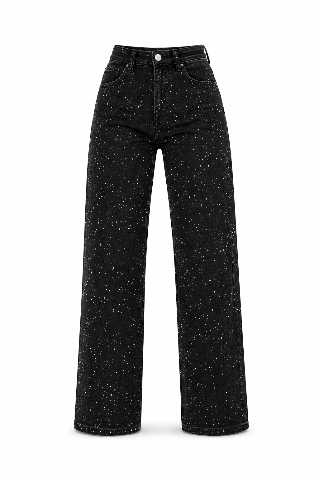 Ella Spijkerbroek met glitterdetails wijde pijpen en hoge taille voor dames