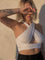 White crop top with criss-cross halter outdoor setting