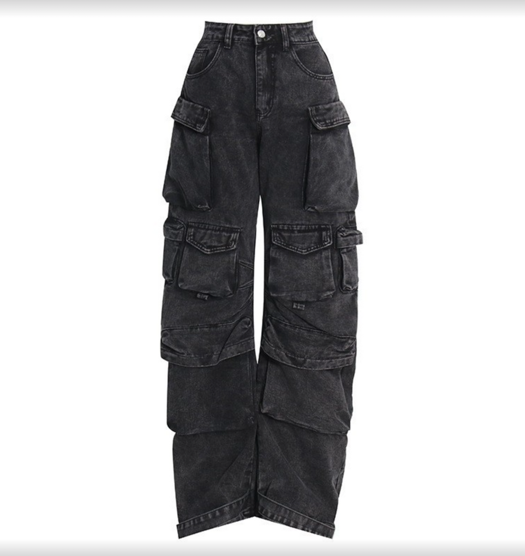 Marit cargo jeans met wijde pijpen en ruime zijzakken voor dames