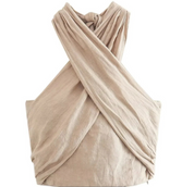 Beige halter crop top met crisscross ontwerp, detail shot