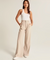 Pants beige wide-leg high-waist front view