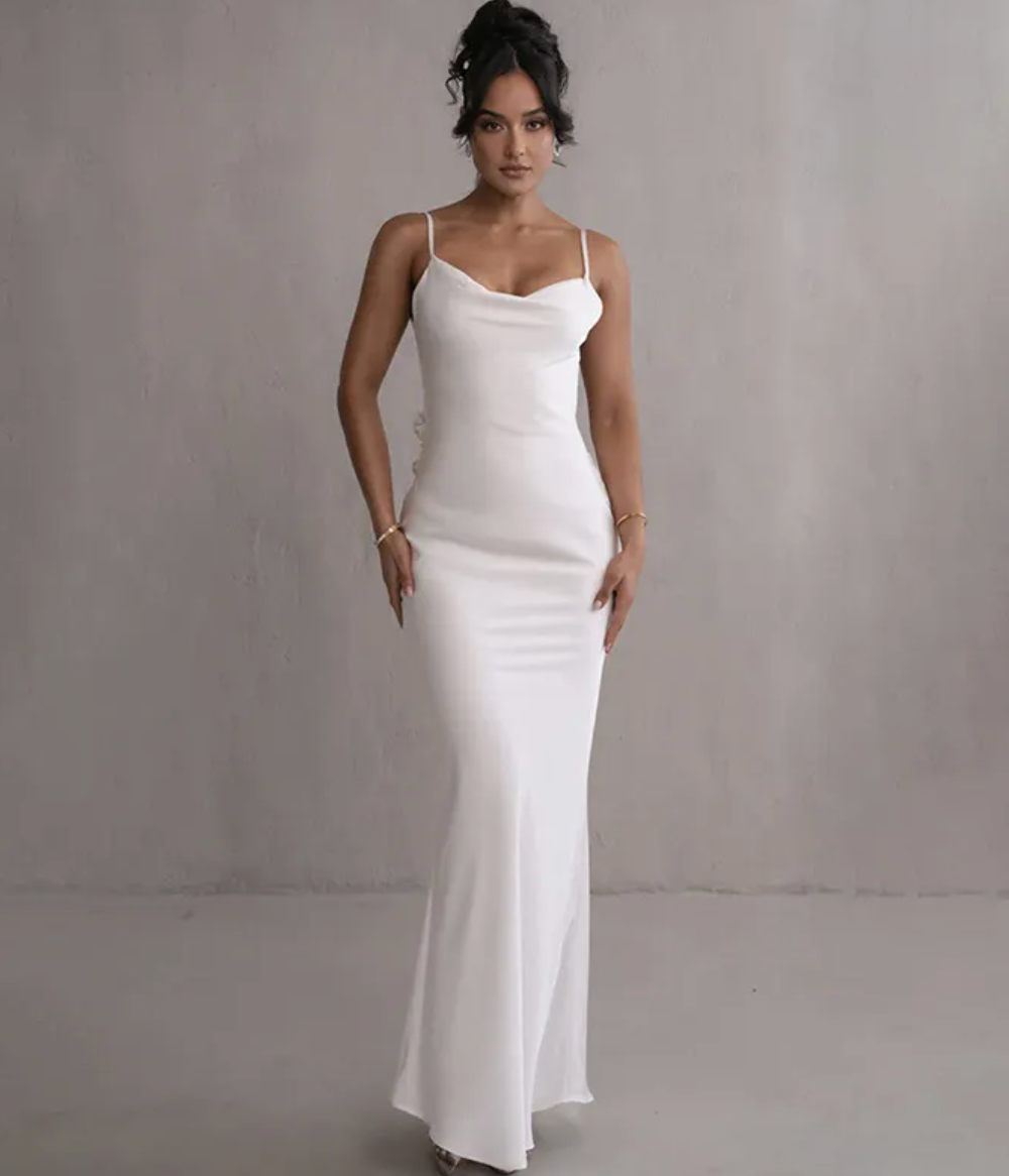 Maxi dress white front view