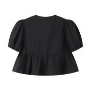 Blouse black puff sleeves back view
