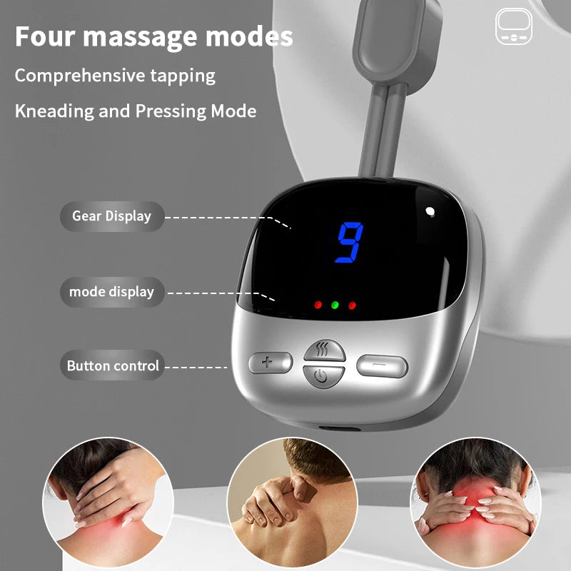 Nek- en rugschoudermassager, 2025, nieuw mini draagbaar elektrisch nek- en rugschoudermassagerapparaat, met warmte