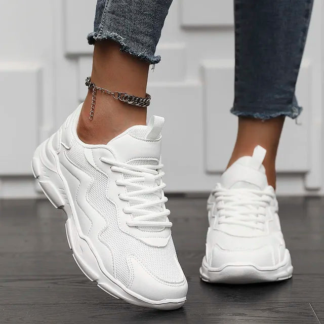 Sneakers wit textiel met kleurblokken vooraanzicht