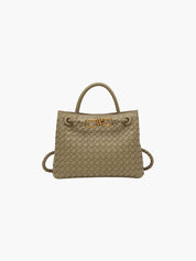 Handtas beige gevlochten leer voorkant