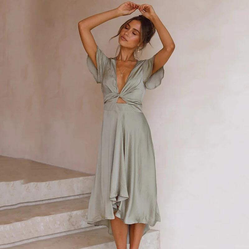 Sophie | Vrouwen Vloeiende Jurk - Elegante Strikdetails 3