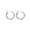 Silver hoop earrings with twisted design, front view