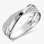 Tessa | Dames Ring Goud/Zilver - Bicolor X-vormige Kruisring met Sprankelende Zirkonia 0