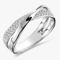 Tessa | Dames Ring Goud/Zilver - Bicolor X-vormige Kruisring met Sprankelende Zirkonia 0
