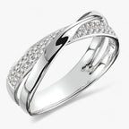 Tessa | Dames Ring Goud/Zilver - Bicolor X-vormige Kruisring met Sprankelende Zirkonia 0