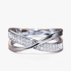Tessa | Dames Ring Goud/Zilver - Bicolor X-vormige Kruisring met Sprankelende Zirkonia 1