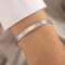 Silver textured armband, front view