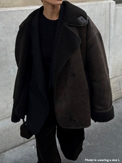 Damesjas donkerbruin met teddyvoering front view