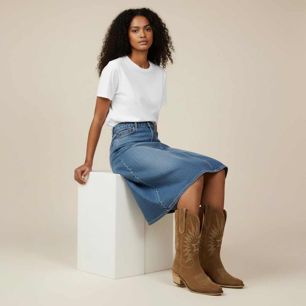 Paloma Suède western boots met geborduurde details vintage touch voor dames