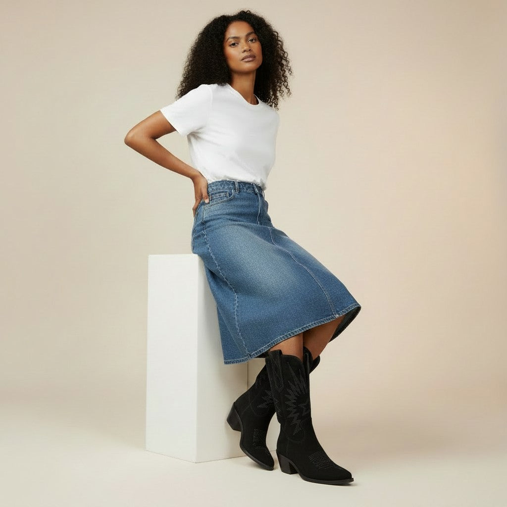 Paloma Suède western boots met geborduurde details vintage touch voor dames