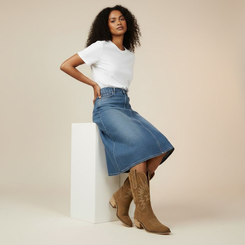 Paloma Suède western boots met geborduurde details vintage touch voor dames