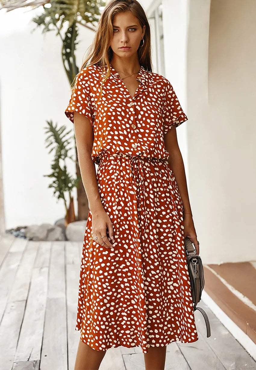 Vrolijke Midi Jurk | Midi Jurk Dames van Lichtgewicht Materiaal 4