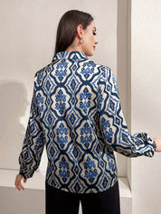 Witte Blouse Dames Met Grafische Print | Elegante Stijl 1