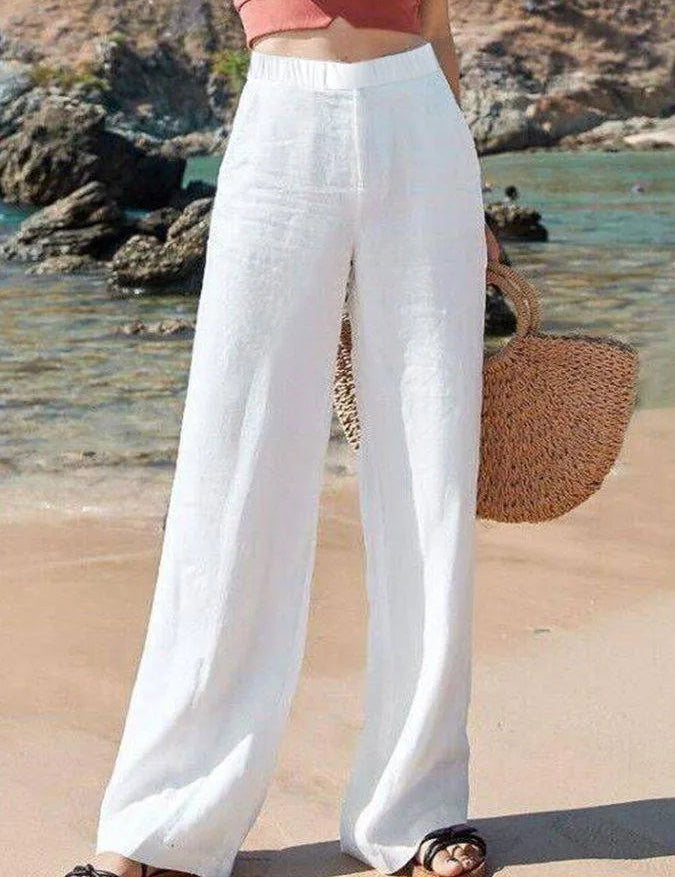 Witte Linnen Comfortbroek | Casual Chique Damesbroek 0