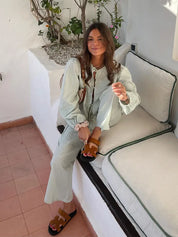 Green loungewear set side view