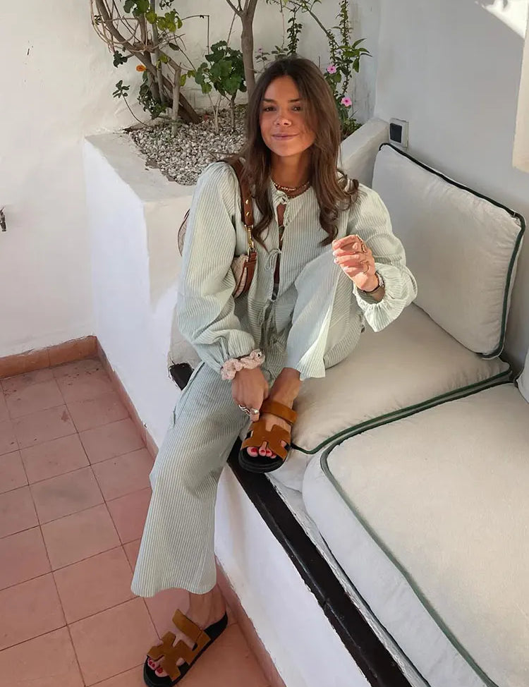 Green loungewear set side view