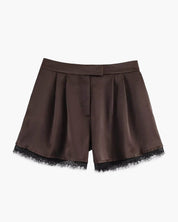 Xylia | Dames Minishort - Luxe Satijn met Kanten Rand 0