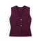 Mouwloze gilet top donkerrood met gouden knopen vooraanzicht