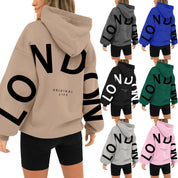Hoodie color options: beige, gray, blue, black, green, pink