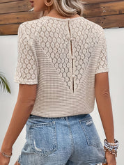 T-shirt dames wit kant met knopen rugzijde