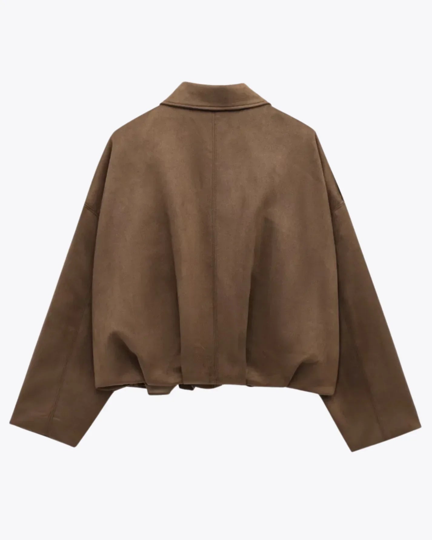 Damesjas bruin suede stijlvolle design achterzijde