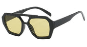 Geometric sunglasses black with yellow lenses front view isolated