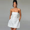 Jurk witte strapless mini met bloemenpatroon vooraanzicht