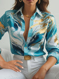 Veya Blouse met abstracte print en lange mouwen voor dames