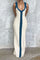 Dress white and blue vertical stripe front view