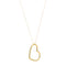 Gold necklace with open heart pendant, front view