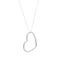 Silver necklace with open heart pendant, front view