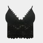 Kanten cropped top zwart met detail kant vooraanzicht