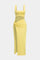 Midi dress yellow front view with side slit