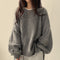 Sweatshirt grijze trui met bolmouwen front view
