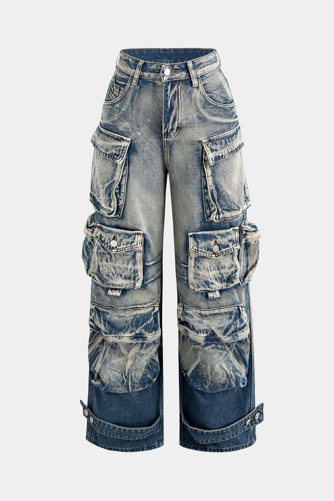 Luna | Wide-Leg Cargo Jeans met Vintage Utility Details