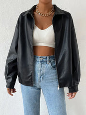 Vegan leer damesjas zwart front view